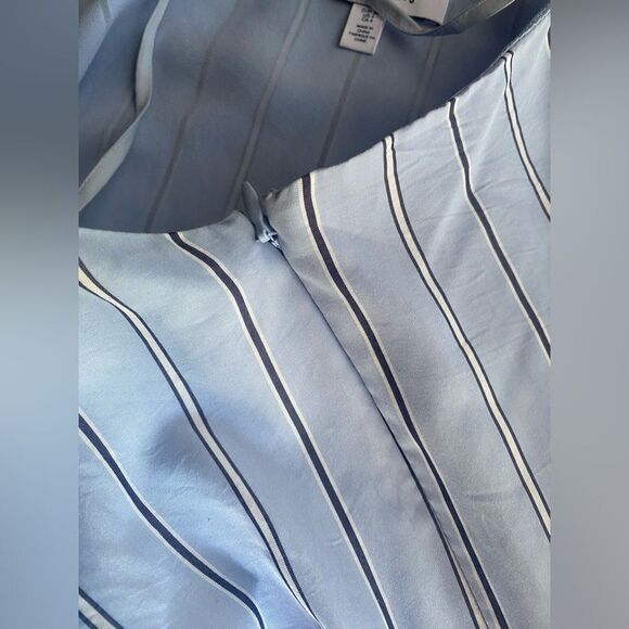 & OTHER STORIES Viscose Square Neck Midaxi Dress Blue Stripes Sz 4 Sleeveless - Picture 7 of 12